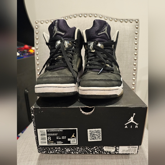 Air Jordan 5 Retro Mens Black/Gray/White Size--8 - Picture 6 of 10